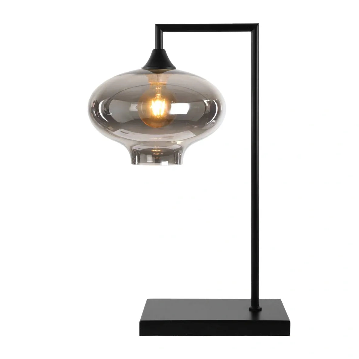 Murano Large Black Table Lamp with Teardrop Glass Shade