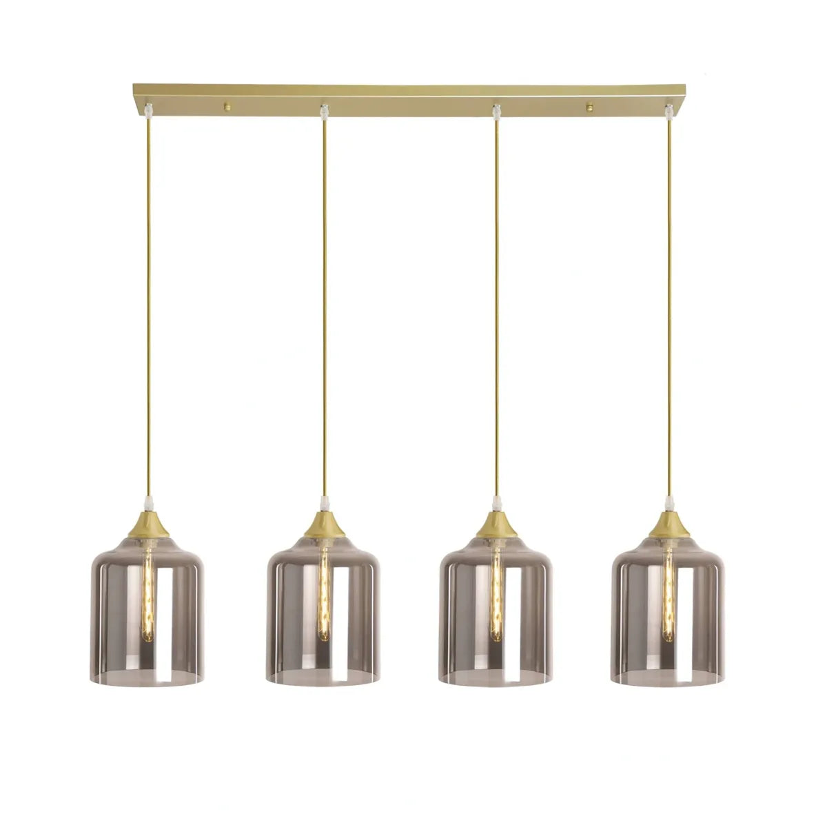 Murano 4 Light Gold Bar With Large Cylinder Glass shades