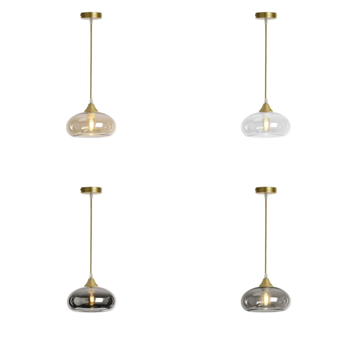 Murano 1 Light Gold Pendant Mushroom Shade