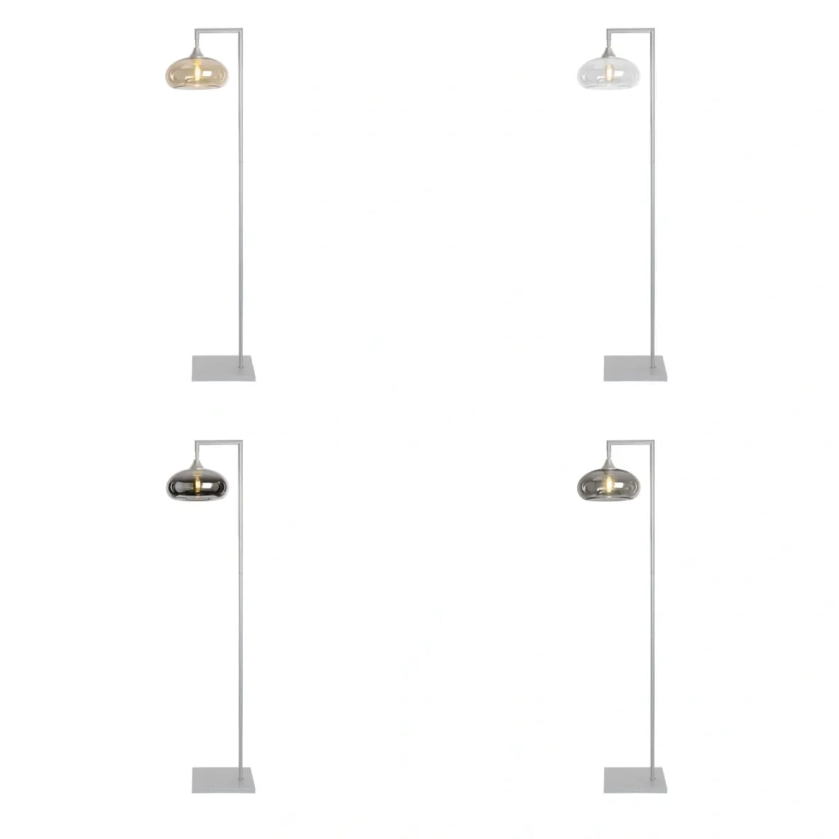 Murano Silver Floor Lamp with Mushroom Glass Shade