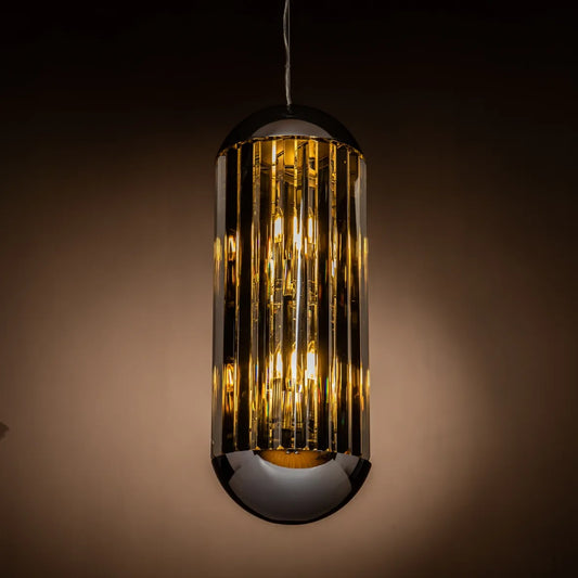 Burano Smoke Crystal Bullet Pendant Chrome Large