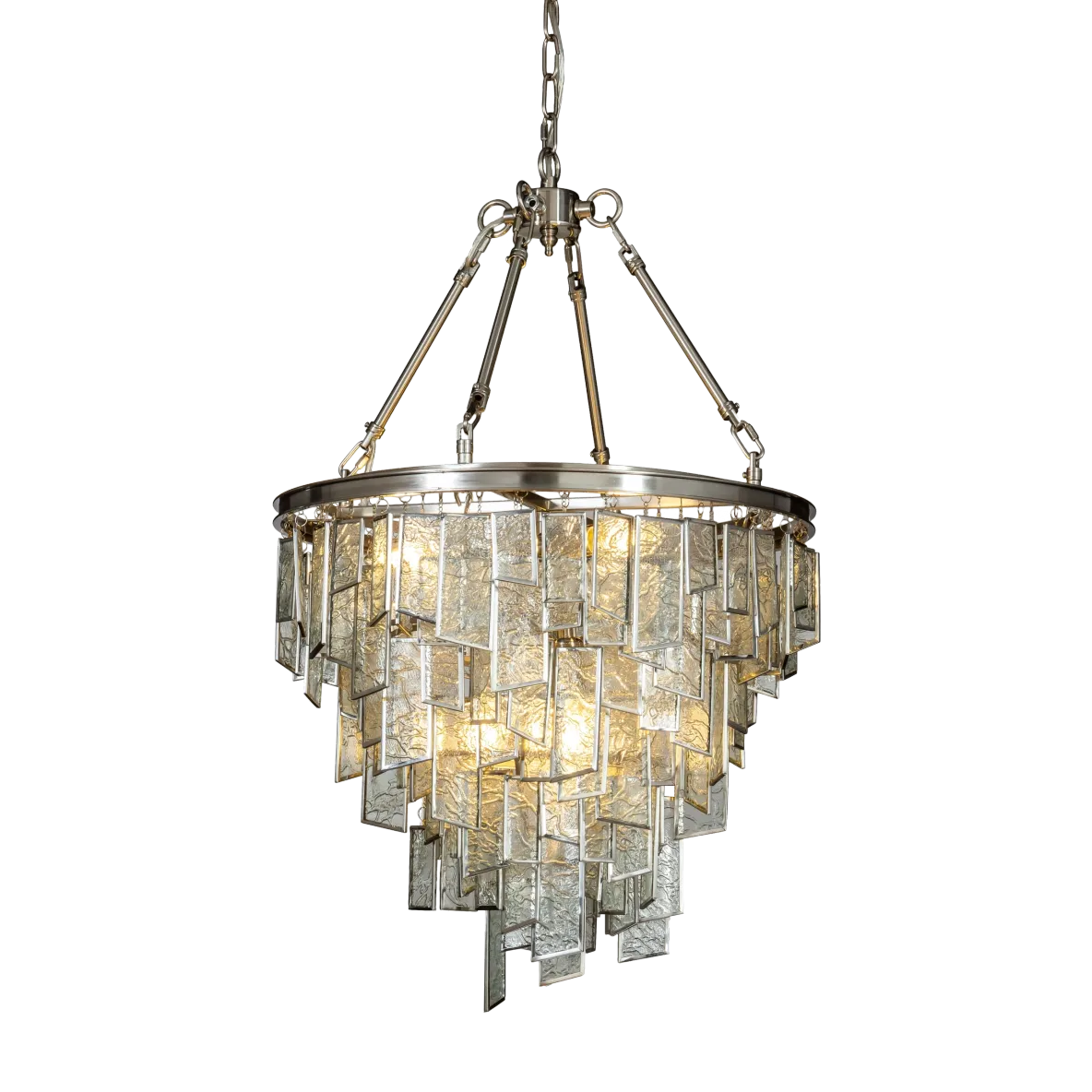 Burano Tiered Textured Glass Pendant Nickel Large