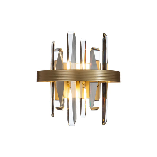 Burano Round Faceted Crystal Wall Light Champagne Silver