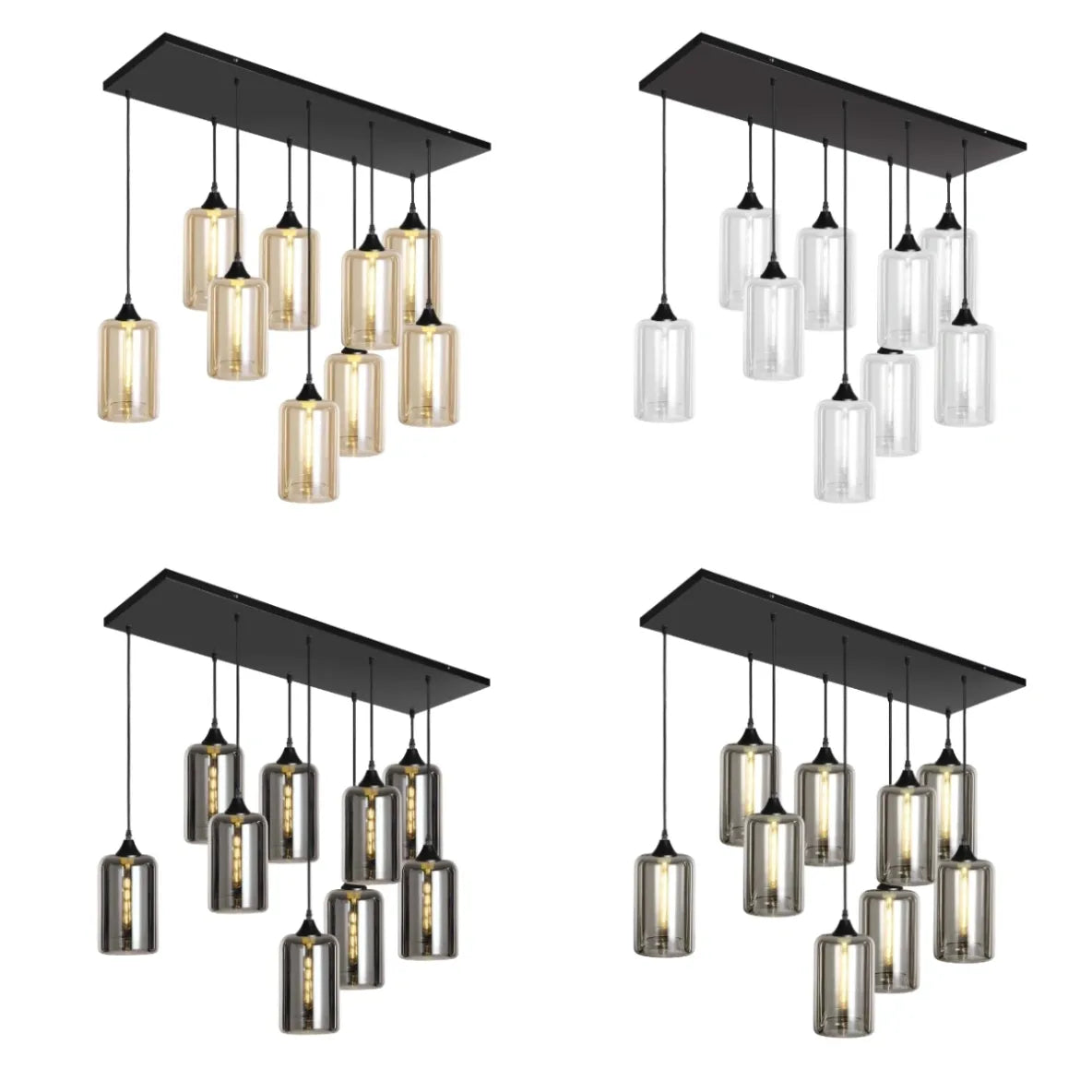 Murano 9 Light Pendant Slim Cylinder Shades
