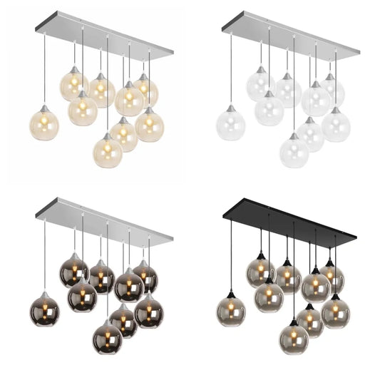Murano 9 Light Silver Pendant Globe Shades