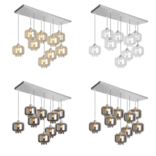 Murano 9 Light Silver Pendant Round Shades