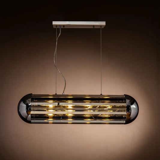 Burano Horizontal Smoke Crystal Bullet Pendant Chrome Extra Large