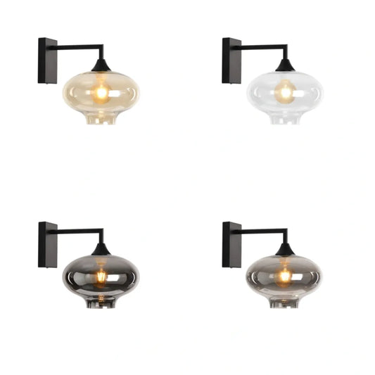 Murano Black Wall Light with Teardrop glass