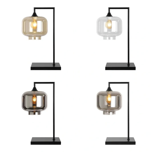 Murano Large Black Table Lamp with Round Glass Shade