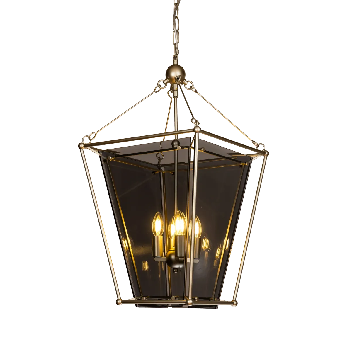 Venice 4 Light Amber Glass Lantern Large