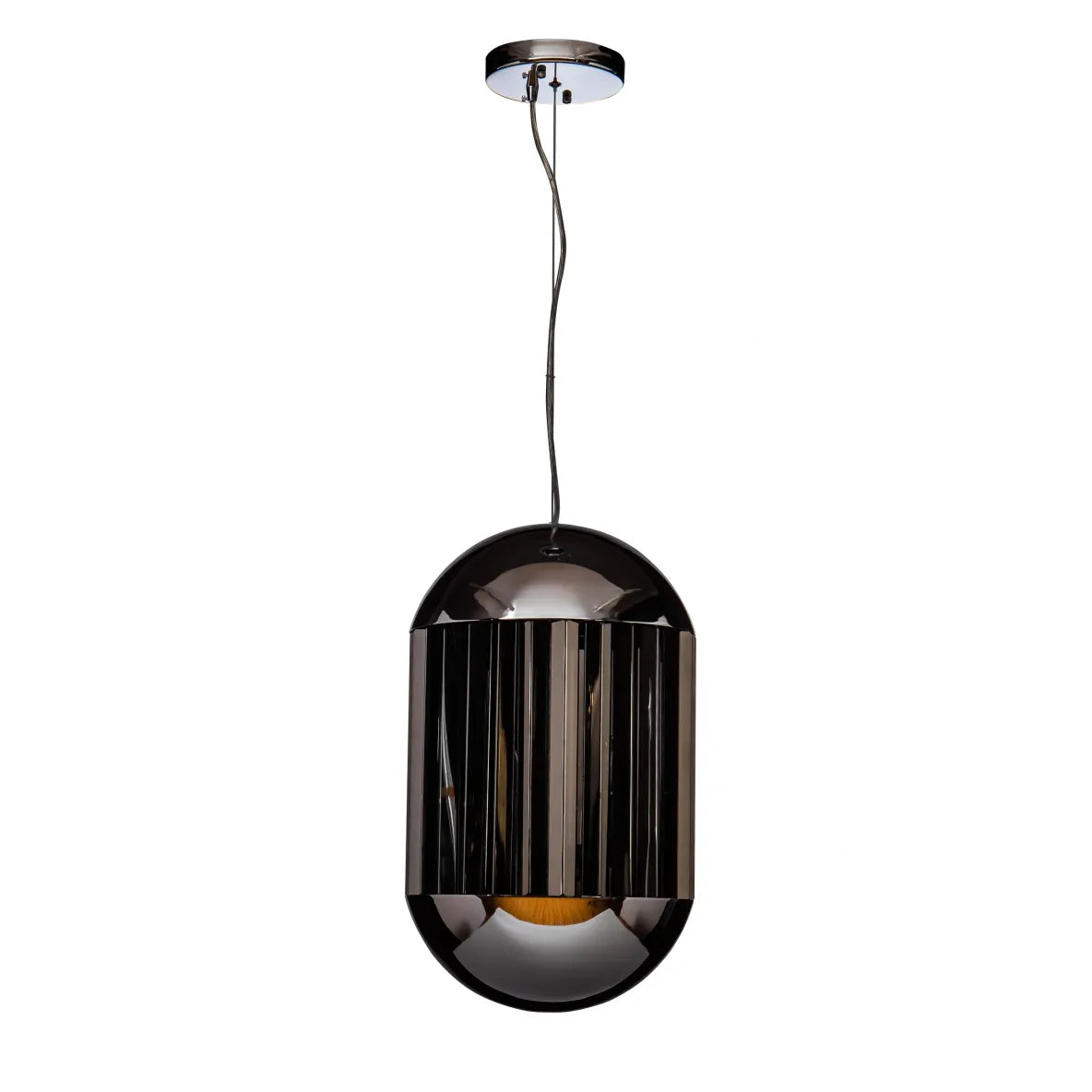 Burano Smoke Crystal Bullet Pendant Chrome Medium