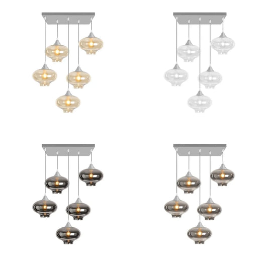 Murano 5 Light Silver Pendant Teardrop Shades