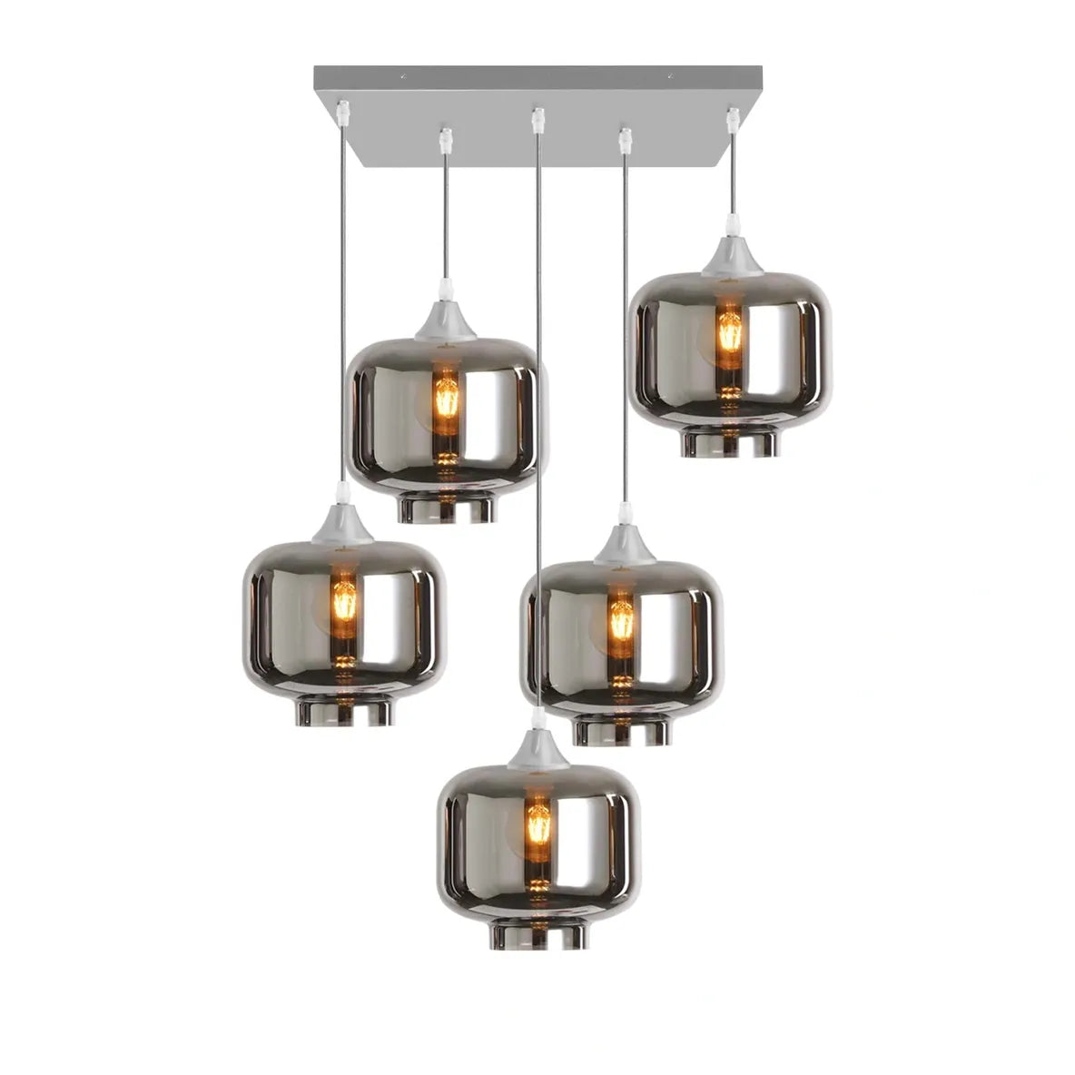 Murano 5 Light Silver Pendant Round Shades