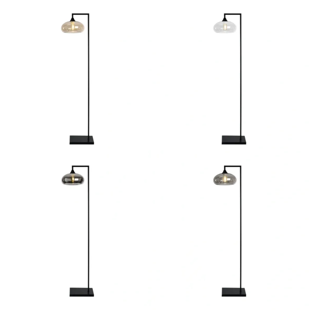 Murano Black Floor Lamp with Mushroom Glass Shade