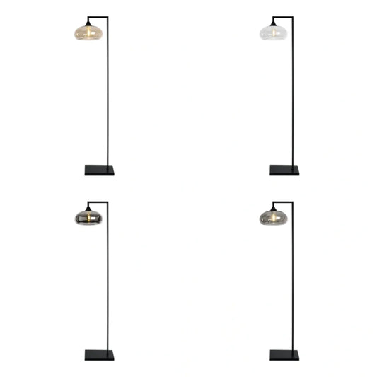 Murano Black Floor Lamp with Mushroom Glass Shade
