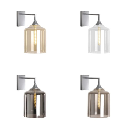 Murano Silver Wall Light with Extra Large Cylinder Glass Shade