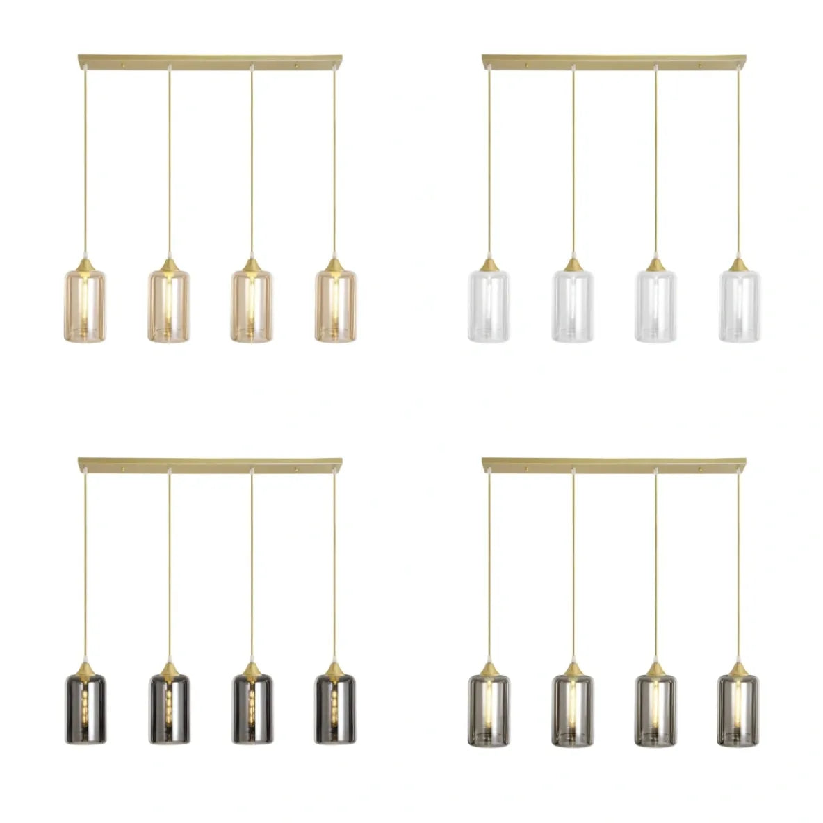 Murano 4 Light Bar Slim Cylinder Amber Glass shades