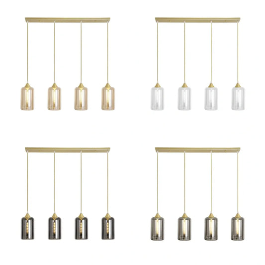 Murano 4 Light Bar Slim Cylinder Amber Glass shades