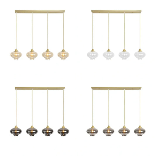 Murano 4 Light Gold Bar with Teardrop Glass shades