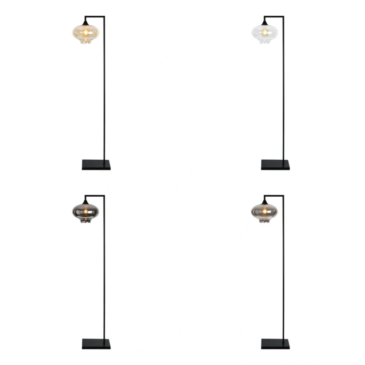 Murano Black Floor Lamp with Teardrop Glass Shade