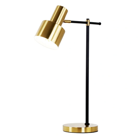 Tall Brass and Black Adjustable Table Lamp