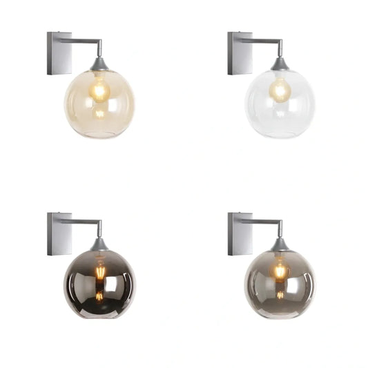 Murano Silver Wall Light with Globe glass Shade