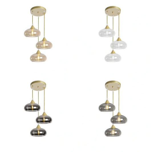 Murano 3 Light Pendant With Mushroom Glass Shades