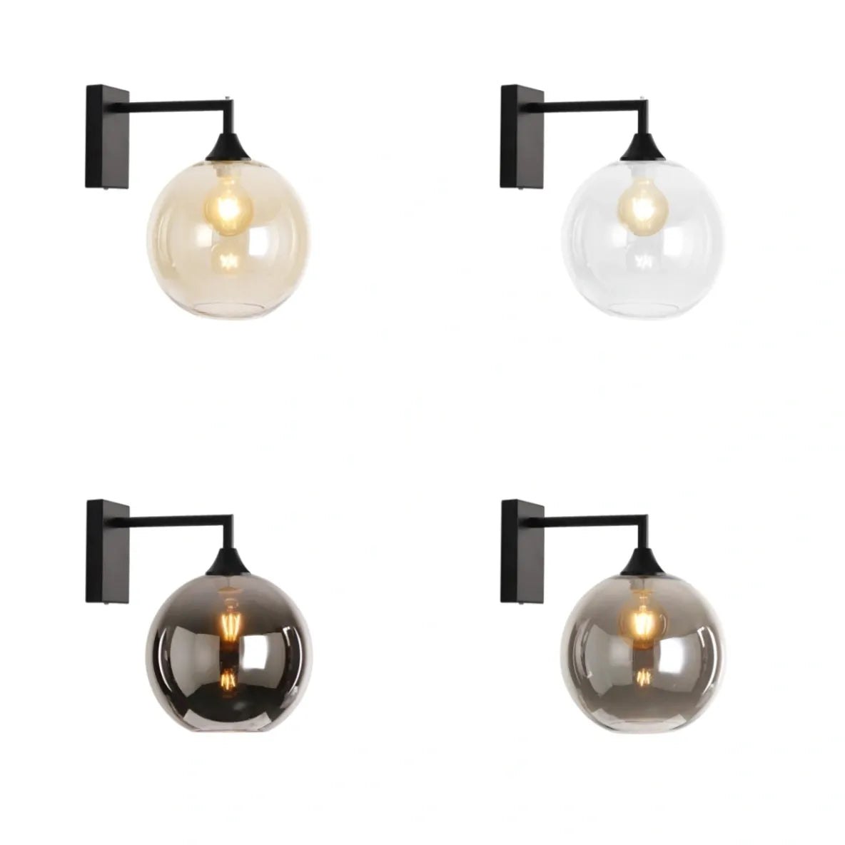 Murano Black Wall Light with Globe glass