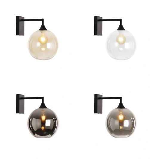 Murano Black Wall Light with Globe glass