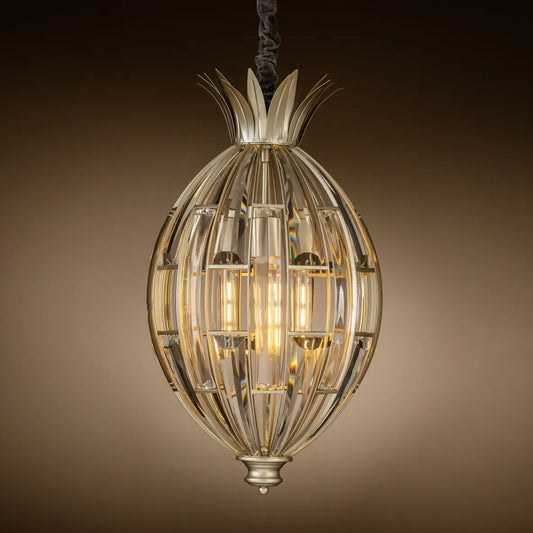 Burano Slim Globe Crystal Pendant Champagne Silver