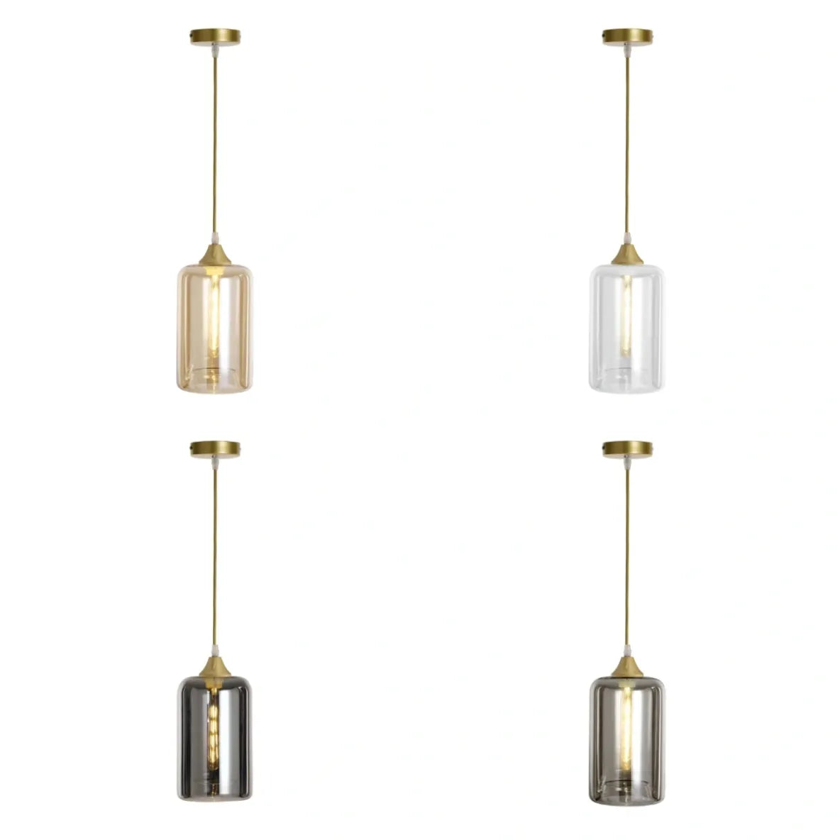 Murano 1 Light Pendant Slim Cylinder Gold