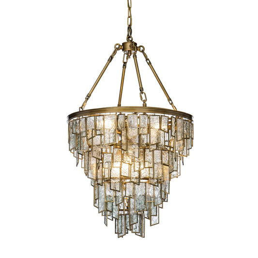 Burano Tiered Textured Glass Pendant Brass/Gold Large