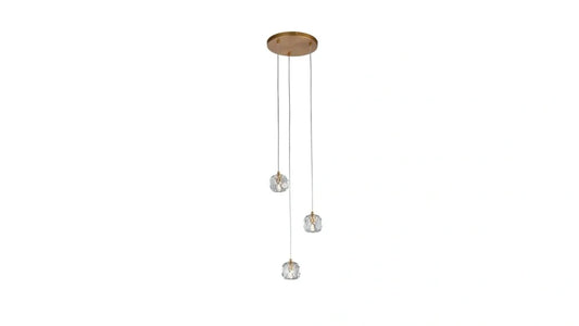 Burano Faceted Crystal 3 Light pendant Satin Brass/Gold