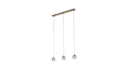 Burano Faceted Crystal 3 Light Bar Pendant Satin Brass/Gold