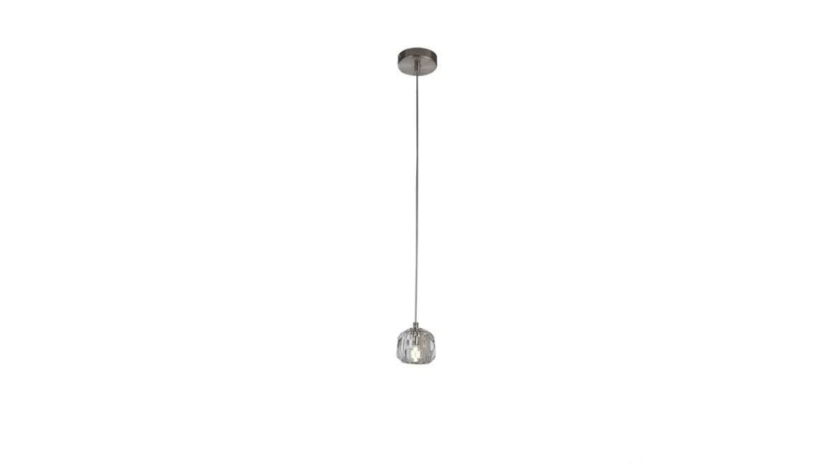 Burano Faceted Crystal Single pendant Satin Nickel