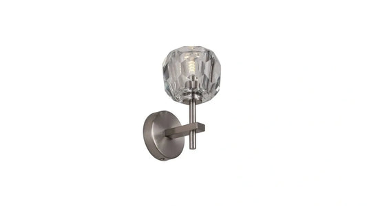 Burano Faceted Crystal 1 Light Wall Light Satin Nickel