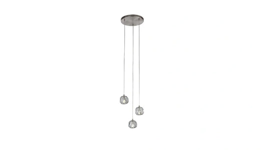 Burano Faceted Crystal 3 Light pendant Satin Nickel