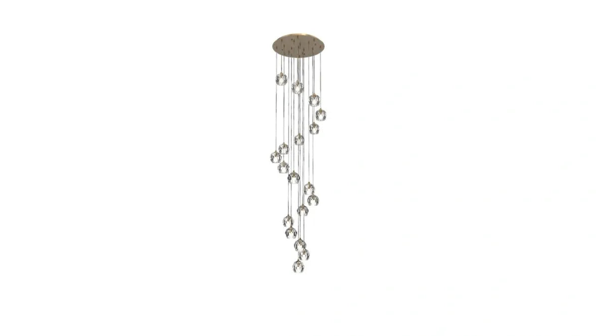 Burano Faceted Crystal 18 Light pendant Satin Brass/Gold