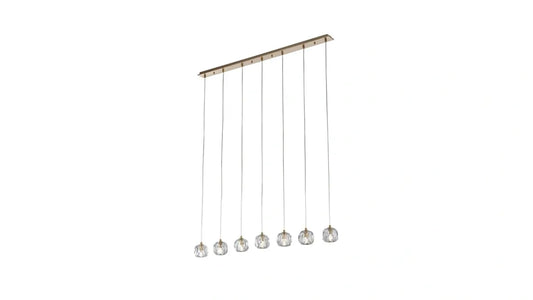 Burano Faceted Crystal 7 Light Bar Pendant Satin Brass/Gold