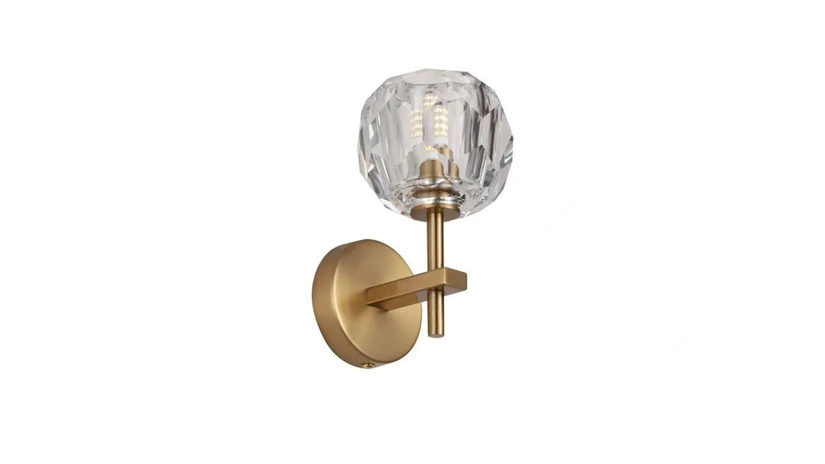Burano Faceted Crystal 1 Light Wall Light Satin Brass/Gold