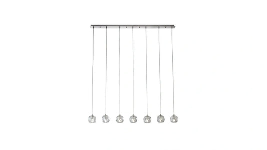 Burano Faceted Crystal 7 Light Bar Pendant Satin Nickel