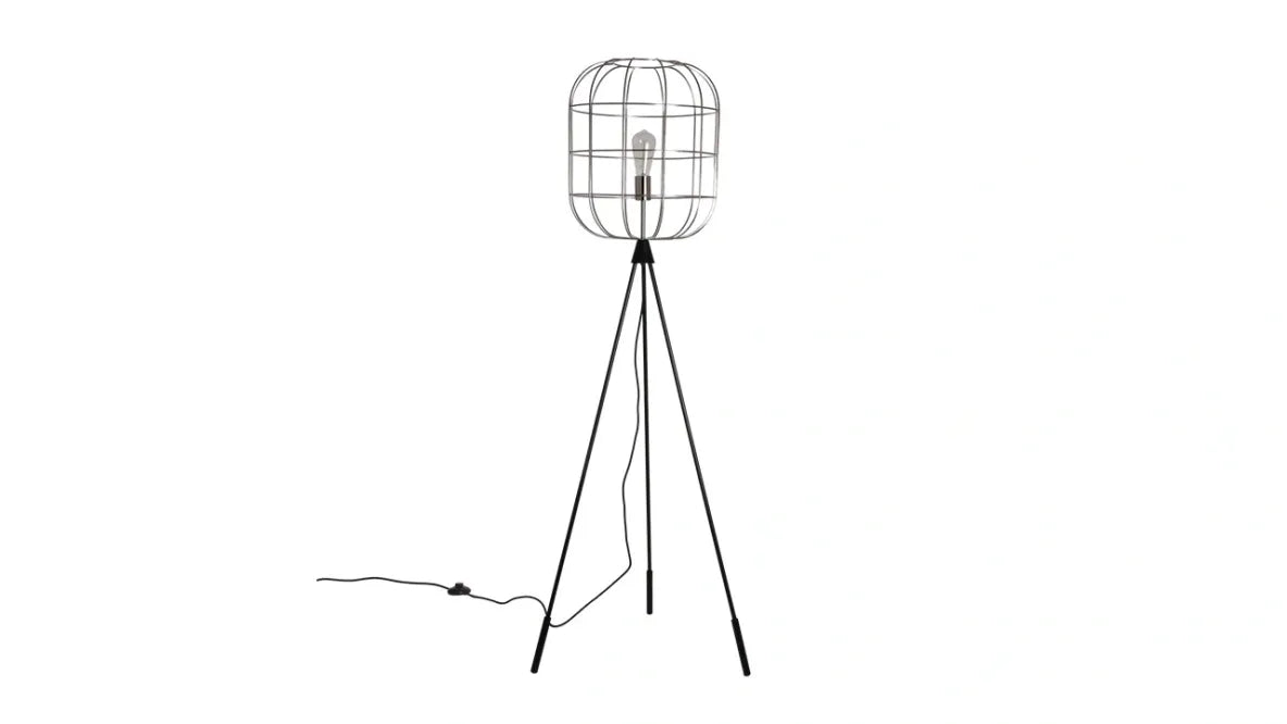 Torcello Wire Work Large Tripod Floor Lamp Satin Nickel
