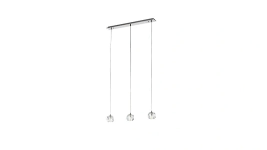 Burano Faceted Crystal 3 Light Bar Pendant Satin Nickel