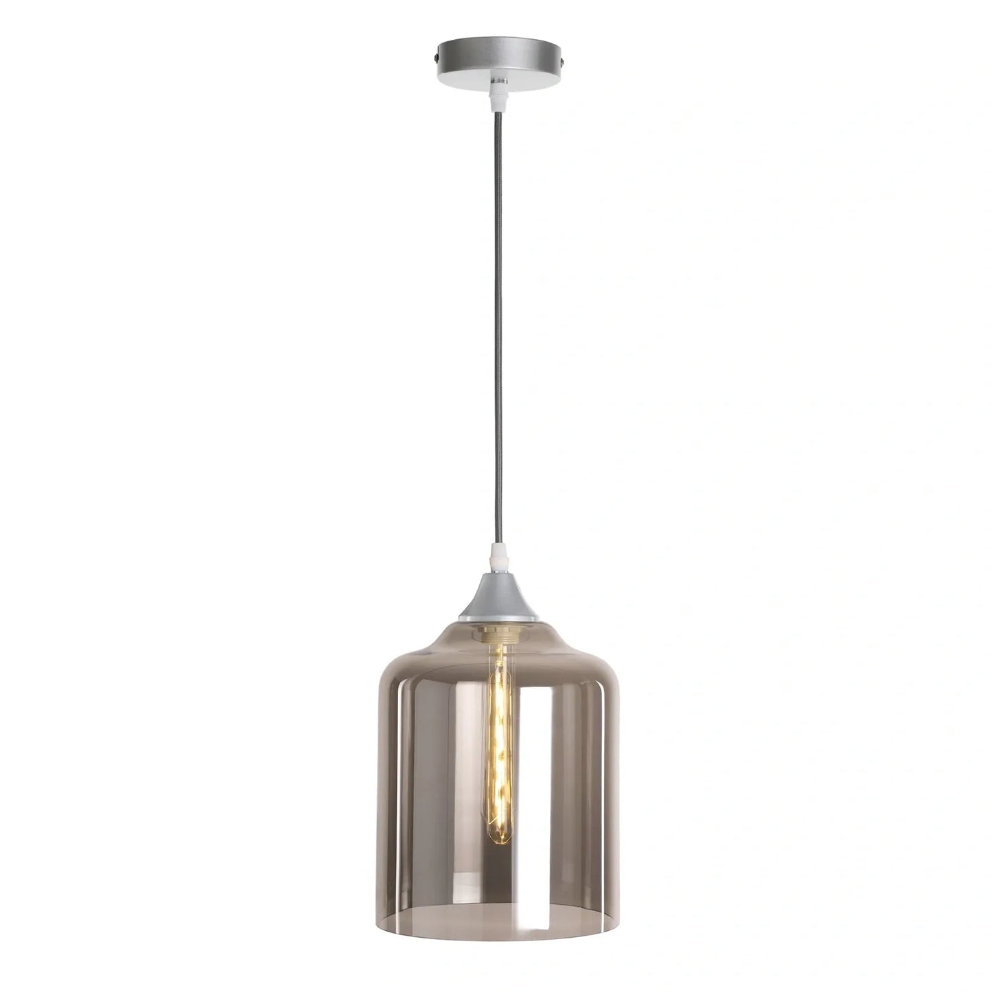Murano 1 Light Silver Pendant Extra Large Cylinder Shade