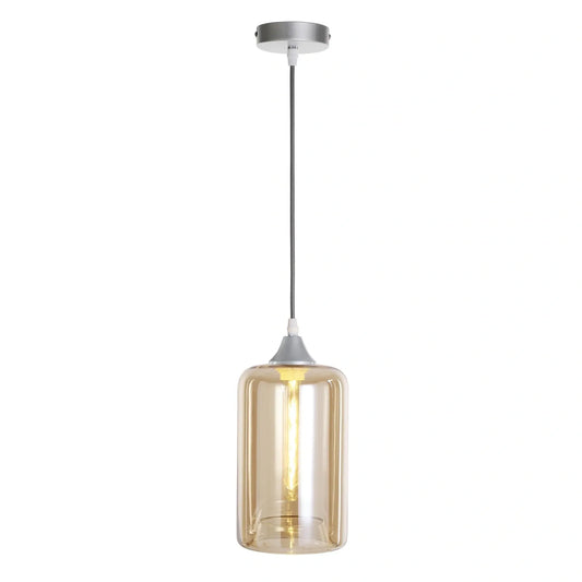 Murano 1 Light Silver Pendant with Cylinder Shade
