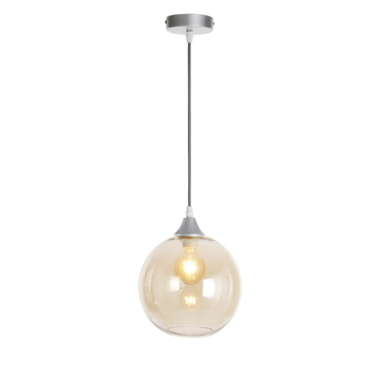 Murano 1 Light Silver Pendant With Globe shade