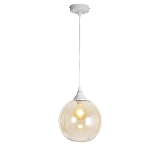 Murano 1 Light White Pendant With Globe shade