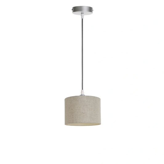 Murano 1 Light silver Pendant with Hand Made 20cm Fabric shade