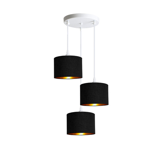 Murano 3 Light Pendant with fabric shades