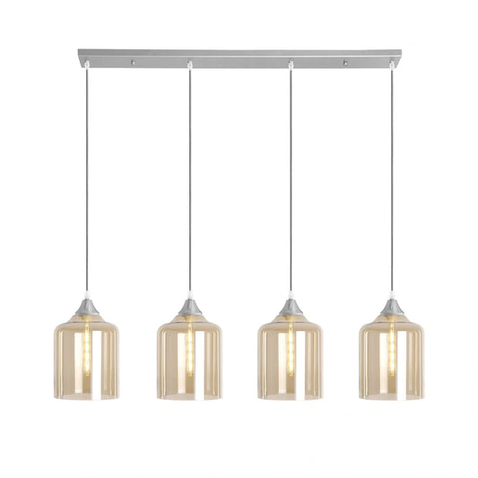 Murano 4 Light Silver Bar With Extra Large Cylinder Glass shades